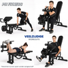 Een fitte man en fitte vrouw die oefeningen doen op de PH Fitness Fitnessbank PRO530-2 Incline-Decline Bench with Bicep Booster & Leg Extension: dumbbell row, bicep curl, leg curl en leg extension