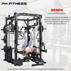 PH Fitness Krachtstation Advanced Power Rack 910 leg press attachment met vrouw die benen traint