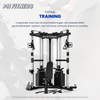 Het PH Fitness Krachtstation Corner Power Rack 780 met een fitnessbank en bijbehorende accessoires