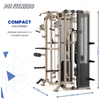 Afmetingen van de PH Fitness Krachtstation FUSION X Pro Rack lengte x breedte x hoogte is 212 cm x 114 cm x 222 cm