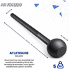 Afmetingen van de PH Fitness Macebell Macebell Steel 5KG zijn 104,1 x 4,1 cm en de bol op het uiteinde is 14,5cm